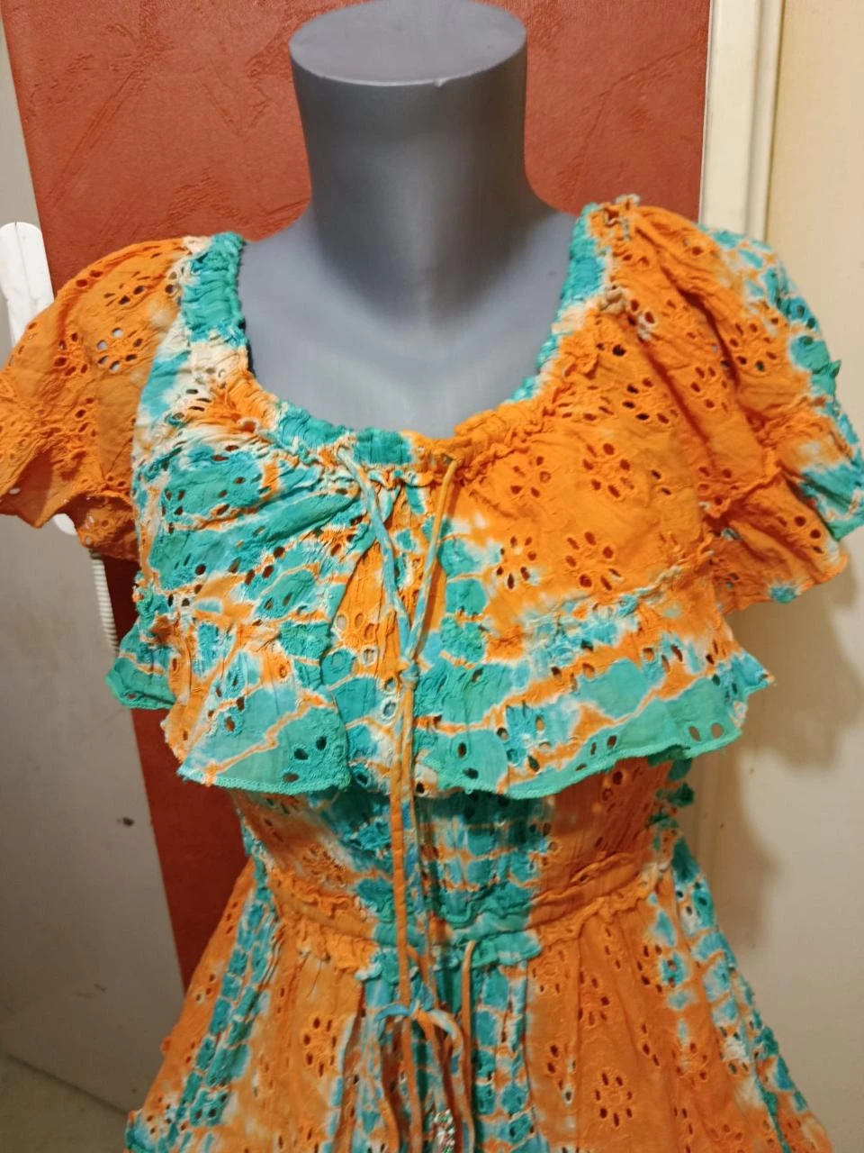 Unique asymmetric 2-in-1 dress with English embroidery, vintage chic, extremely rare size – photo 4
